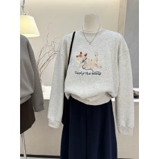 特大码300斤韩版刺绣卫衣女冬新款宽松加绒上衣