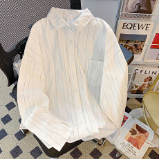 批发特<b class='q'>大码</b>300斤条纹气质宽松polo领防晒衬衫外套男女早秋季外搭上衣M