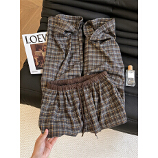 批发大码300斤慵懒风复古格子休闲裤女秋薄款宽松遮胯显瘦垂感直筒裤