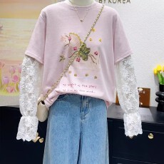 批发胖MM大码240斤条纹刺绣短袖T恤女<b class='q'>夏</b>款宽松大版慵懒风半袖韩系上衣