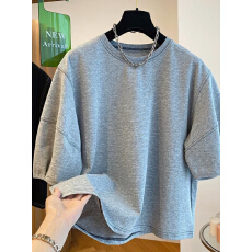 批发胖mm240斤大码欧货宽松明线装饰设计感短袖T恤女<b class='q'>夏</b>季外穿半袖上衣