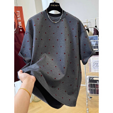 批发特大码300斤磨毛波点短袖t恤男女装秋冬季保暖内搭宽松打底衫上衣