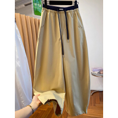 批发胖MM大码300斤小众设计感休闲阔腿长裤女春<b class='q'>夏</b>款显瘦松紧腰九分裤