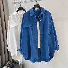 批发胖MM300斤大码Polo领长袖衬衫女春<b class='q'>秋</b>休闲宽松百搭衬衣薄款外套潮