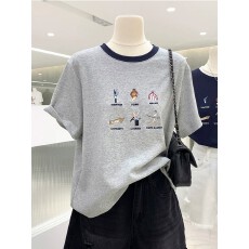 胖妹妹300斤大码独特好看卡通刺绣短袖上衣女装夏季宽松显瘦T恤衫