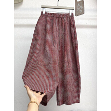 批发大码300斤编织感格子纹阔腿<b class='q'>裤</b><b class='q'>男女</b>夏季欧货松弛感遮跨显瘦九<b class='q'>分</b><b class='q'>裤</b>