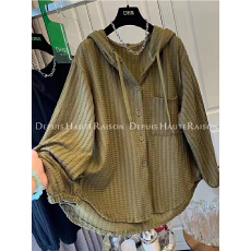 批发大码女装胖mm300斤慵懒风连帽衬衫女<b class='q'>外套</b>春秋季宽松<b class='q'>显瘦</b>外搭上衣