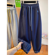 批发加大码300斤加绒加厚休闲哈伦卫裤女秋冬季显瘦萝卜裤九分束脚裤