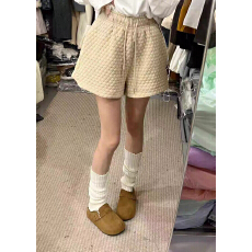 批发胖MM大码300斤撞色夹棉休闲运动短裤女秋冬叠穿韩版保暖菱格裤子