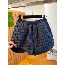 批发<b class='q'>胖</b><b class='q'>MM</b><b class='q'>大码</b>300斤黑色夹棉格子短裤女春秋季冬季高腰叠穿阔腿A字靴裤