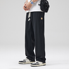 批发冰丝休闲裤<b class='q'>男士</b>夏季新款宽松裤子美式薄款<b class='q'>西裤</b>直筒运动裤灰色长裤