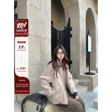 批发1只衮1Z1ZGUN miumi*秀场实穿top 高质感软糯羊羔绒一体翻领<b class='q'>外套</b>