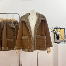 批发小君君布兰妮 9/22新 <b class='q'>街头</b>暖炉/100羊羔毛羊剪绒麂皮两穿外套