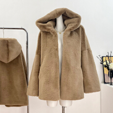 批发Skk Store 奶油瑞士卷 獨家定染樱花粉环保米兰貂皮草连帽外套女