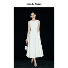 批发MandyZhang白月光<b class='q'>钉珠</b>赫本风白色<b class='q'>连衣裙</b>女气质订婚领证小礼服长裙