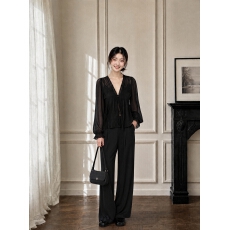 批发Gakee official 花苞袖<b class='q'>吊带</b><b class='q'>雪纺</b>两件套女夏季手工压褶收腰深V衬衫
