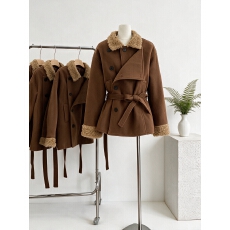 批发10.7新品 WESTAYONE毛领加厚毛呢大衣外套女士小个子高级+阔腿<b class='q'>裤</b>