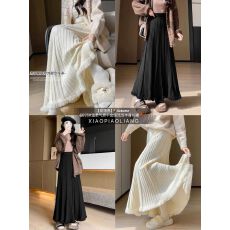 批发百褶半身裙女秋<b class='q'>冬</b>2025新款高腰遮胯显瘦大摆流苏A字裙