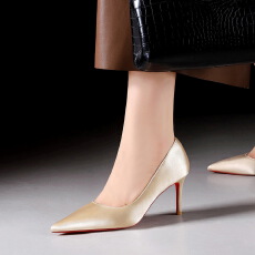 批发欧美时尚风侧镂空气质高跟鞋尖头浅口一脚蹬细跟优雅单鞋女