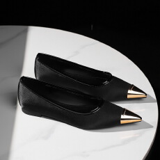 批发韩版风复古时尚绸缎低跟女鞋金属尖头浅口一脚蹬不累脚单鞋女