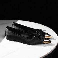 批发韩版复古时尚绸缎低跟女金属尖头蝴蝶结装饰浅口一脚蹬单鞋