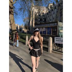 批发【270克人棉】2026新款夏季设计感V领扭结无袖<b class='q'>背心女</b>修身显瘦上衣