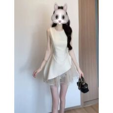 批发法式高级感网纱拼接背心连衣裙温柔轻奢气质生日蓬蓬短裙礼服裙女