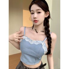批发拼接<b class='q'>蕾丝</b>花边牛仔吊带背心辣妹<b class='q'>裹</b>胸内衣防走光带<b class='q'>胸</b>垫