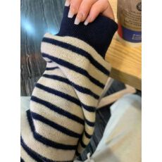 批发春秋美式复古条纹圆领女<b class='q'>卫衣</b>新款oversize设计感小众上衣