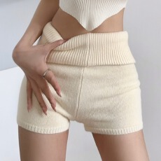 批发已出货 低腰针织坑条包臀短裤美式辣妹家居服睡裤显瘦弹力热裤
