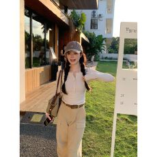 批发小个子早秋新款女长袖t恤<b class='q'>针织衫</b>打底衫粉色内搭好看上衣