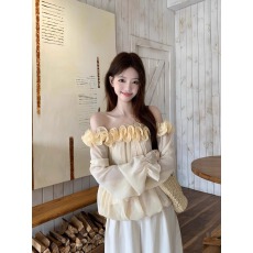 批发已出货 <b class='q'>长袖</b><b class='q'>衬衫</b>女秋季法式chic<b class='q'>衬衣</b>宽松设计感露肩上衣