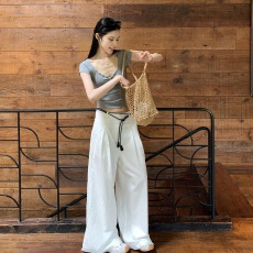 批发已发货 <b class='q'>亚麻</b>白色<b class='q'>阔腿裤</b>女夏季薄款宽松休闲<b class='q'>裤</b>直筒<b class='q'>裤</b>