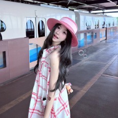 批发已发货 吊带女夏季格纹蝴蝶结宽松无袖格子连衣裙