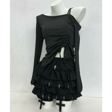 批发已出货 <b class='q'>蓬蓬</b>显瘦短裙防走光显瘦抽绳长袖上衣套装