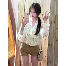 批发法式荷叶边<b class='q'>波点</b><b class='q'>衬衫</b>女高级感独特别致长袖超好看气质上衣