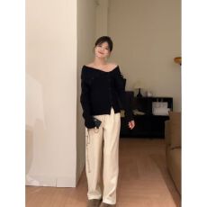 批发已发货 一字肩<b class='q'>外套</b>女装秋冬开衫短款长袖上衣
