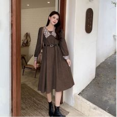 批发已发货 <b class='q'>娃娃</b>领<b class='q'>连衣裙</b>长袖新款法式高级感中长款收腰裙子