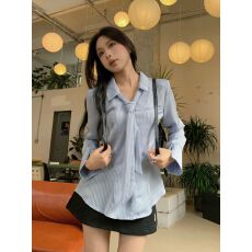 批发已出货飘带<b class='q'>衬衫</b>装收腰长袖上衣洋气减龄学院风加肩垫