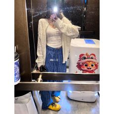 批发已出货设计感镂空钩花双拉链<b class='q'>防晒</b>罩衫<b class='q'>外套</b>宽松显瘦针织开衫上衣