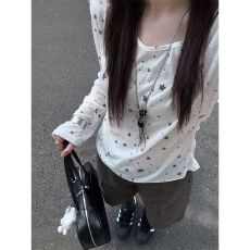 批发已发货 慵懒风长袖透视款上衣女早秋新款星星印花修身<b class='q'>防晒</b>罩衫