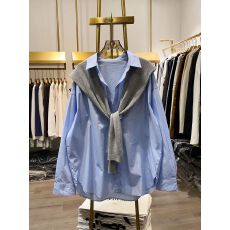 批发已出货宽松2025纯色秋季新款显瘦<b class='q'>时尚</b>休闲百搭拼色披肩撞色<b class='q'>衬衫</b>