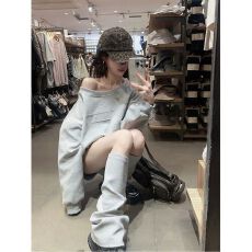 批发已出货  2025新款贴布字母宽松长袖卫衣高腰阔腿短裤子