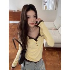 批发美式高街气质辣妹长袖<b class='q'>t</b><b class='q'>恤</b>女<b class='q'>原宿风</b>假两件上衣