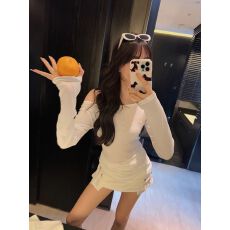 批发已出货 甜酷风露肩<b class='q'>长袖</b>T防晒罩衫女休闲减龄薄款修身上衣