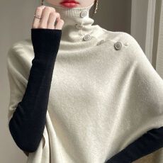 批发已出货贵气<b class='q'>宽松</b>外搭不规则针织披肩时髦高领斗篷<b class='q'>上衣</b>毛衣罩衫<b class='q'>上衣</b>