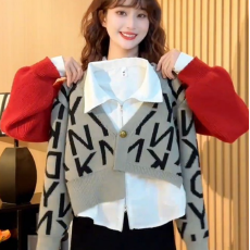 批发已发货 针织开衫<b class='q'>衬衫</b><b class='q'>假两件</b>叠穿春秋女百搭气质上衣冬