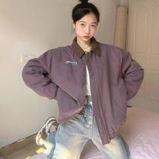 批发已发货 春秋季2025<b class='q'>新款</b>短款宽松休闲学院风翻领男女款<b class='q'>夹克</b>