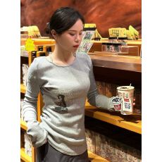 批发已出货 美式紧身白色装长袖修身打底衫内搭正肩辣妹上衣