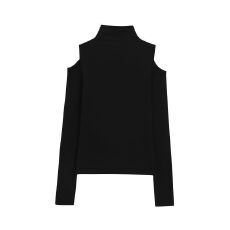 批发已出货 小心机露肩长袖高领修身显瘦内搭打底<b class='q'>t</b><b class='q'>恤</b>上衣